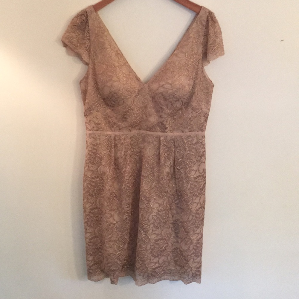 Jenny Yoo dress size 12 blush rose with gold mini